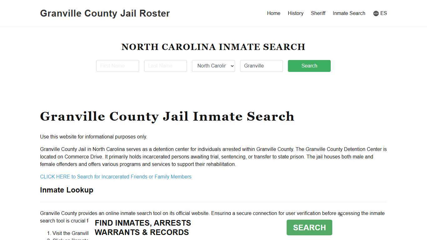Granville County Jail Roster Lookup, NC, Inmate Search